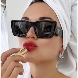 PRADA SYMBOLE PR 08YS 1AB5SO Black Silver Grey Lens Women Sunglasses